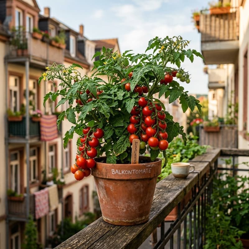 Balkon-/Buschtomate im Topf