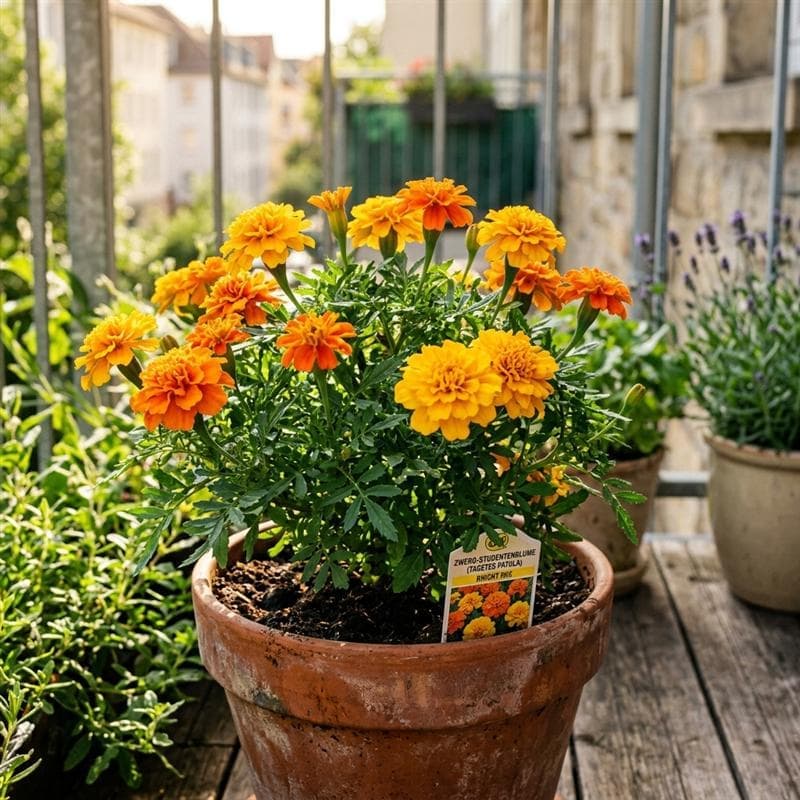 Zwerg-Studentenblume im Topf